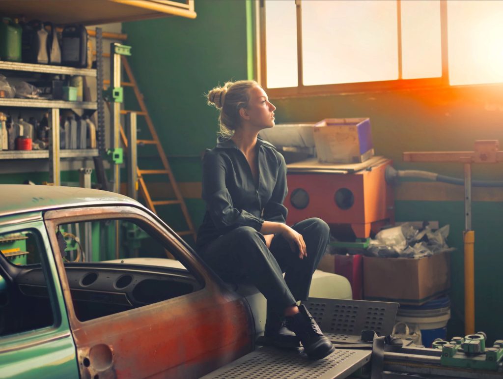Trip To Iqaluit In Nunavut A Canadian Arctic City an woman in a garage