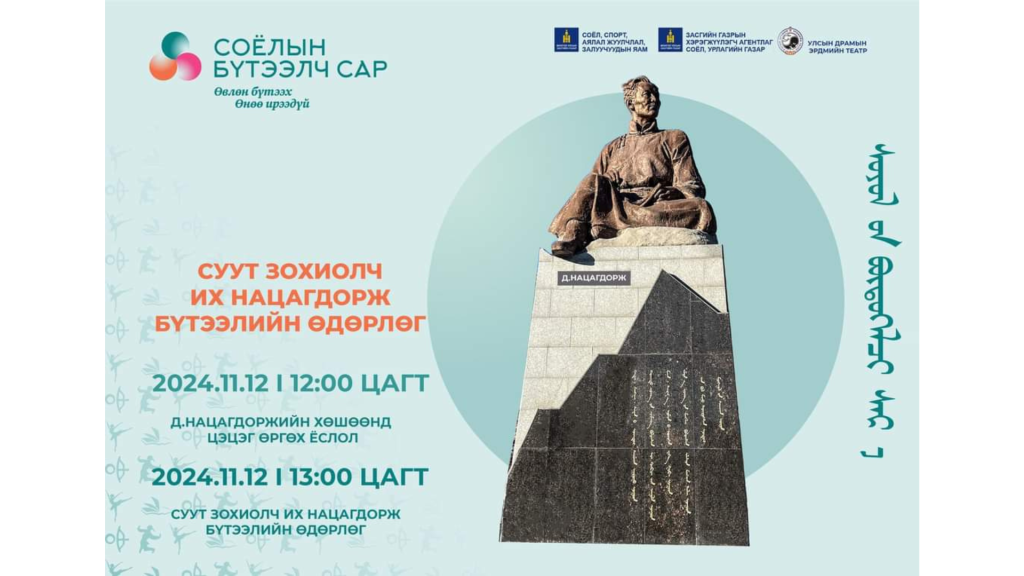 “Суут зохиолч их Нацагдорж” бүтээлийн өдөрлөгийг зохион байгуулна